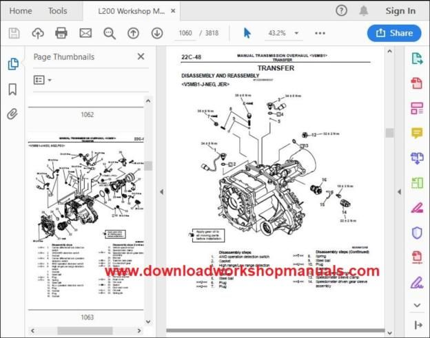 Mitsubishi L200 Workshop Manual download